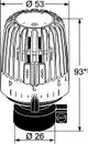 Thermostatkopf mit runder Oberseite und seitlichen Drehknöpfen. Bei der Basis ist ein Anschluss sichtbar. Produkt von IMI Hydronic Engineering.